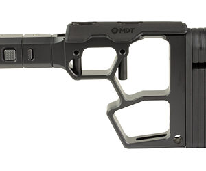 Camera rig with a pistol-style grip and hollow metal frame, attached to a rectangular battery/extension housing on the right side.