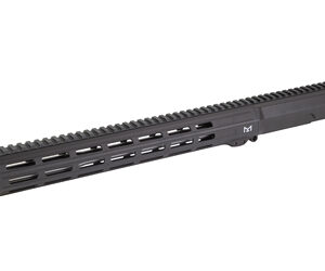 Black free-float AR-15 handguard with ventilated slots and a top Picatinny rail, shown with muzzle at the end