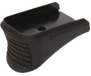 Black plastic clip with a central hole and curved arms, likely a cable or strap organizer.