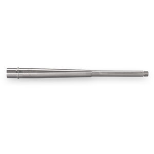 Long stainless steel precision tool with two connected shaft segments laid horizontally on a white background
