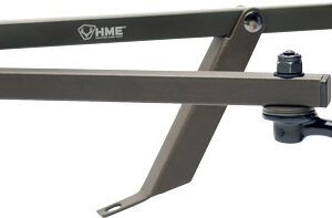 Lever-operated clamp/adjustable hinge assembly with two parallel arms, diagonal support, and a curved handle on the right; appears to be a hardware mounting or locking mechanism.