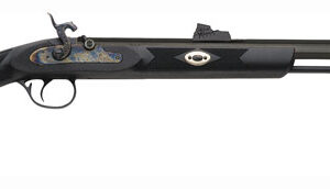 Long rifle with a wooden stock and metal barrel shown horizontally, featuring a trigger guard and iron sights.