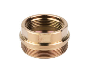 Brass pipe fitting with male and female threads for joining pipes (plumbing).