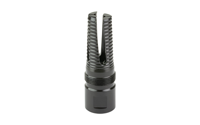Metal collet-like tool with two parallel serrated prongs and a knurled base, likely a precision machining insert or grip component.