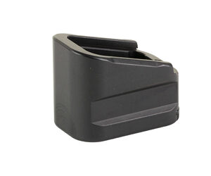 Black plastic camera battery grip accessory with a slot for a rechargeable battery