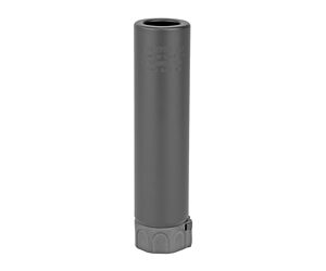 Gray cylindrical hardware part standing upright with a threaded/hexagonal base, isolated on white background. BBase shows a nut-like lower collar.