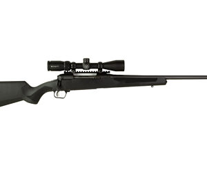 Black bolt-action sniper rifle with a scope facing to the right, shown in profile on a white background.