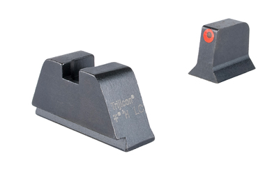 TRGL201C6011381 GunHippo Two gray pistol sights (front and rear) with an orange alignment dot.