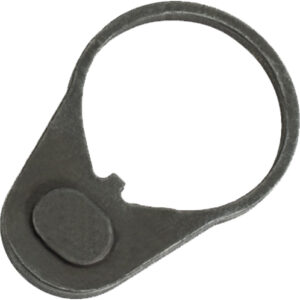Gray circular locking ring with a built-in latch and a small raised button area at the base.