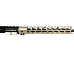 AR-15 style rifle upper receiver with tan free-float handguard and muzzle device