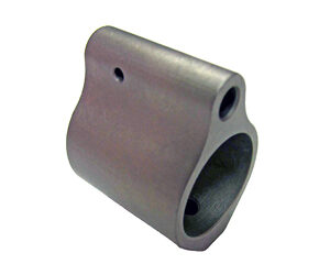 Small metal clamp/bracket with a circular bore and two holes for mounting or securing tubing or a rod