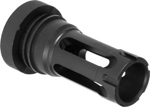 Black plastic cylindrical adapter with a flanged base and slotted sides for attachment.