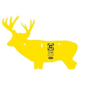 Yellow silhouette of a moose facing left with small sponsor logos on its side.
