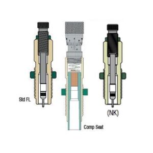 Three cross‑sectional diagrams of seat mechanisms labeled Std FL, Comp Seat, and (NK), showing springs, cushions, and rails in each variant.