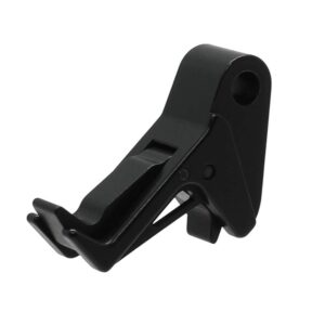 Foldable black plastic clip (jaw opens) for holding small items, with a pivoting mount on back.