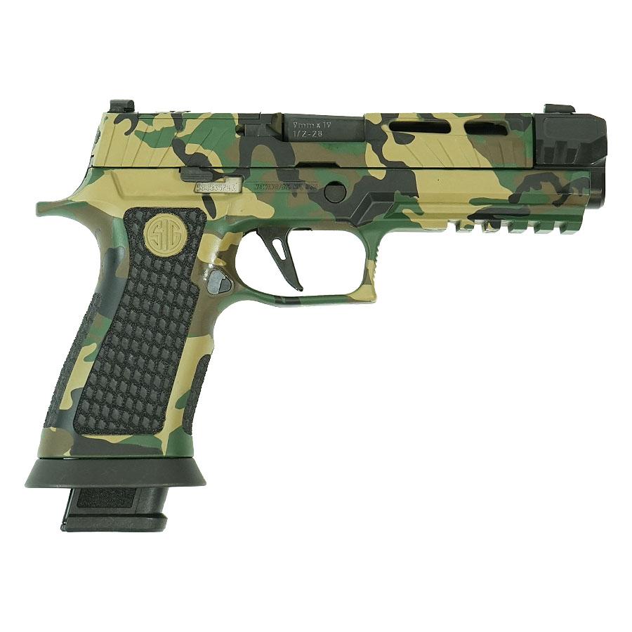 Unleash Tactical Precision with the Sig P320 Spectre Comp 9mm Woodland Camo GunHippo